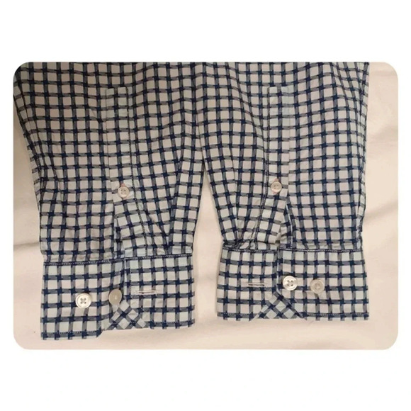 Thomas Pink Slim Fit Casual Blue & White Dress  Shirt Size Large - Picture 9 of 10